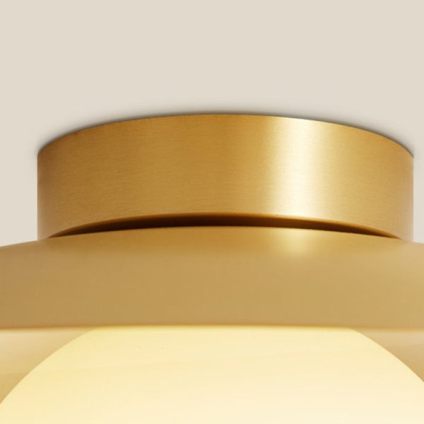 Contemporary Scandinavian Spherical Glass Shade Semi-Flush Mount Ceiling Light With Solid Brass Base 1-Light For Bedroom - Image 5