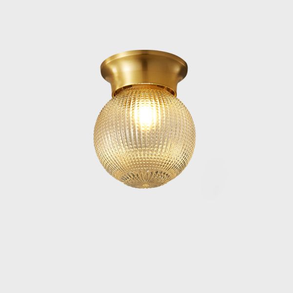 Modern Luxury Globe Glass Shade Brass Base 1-Light Semi-Flush Mount Ceiling Light For Hallway - Image 12