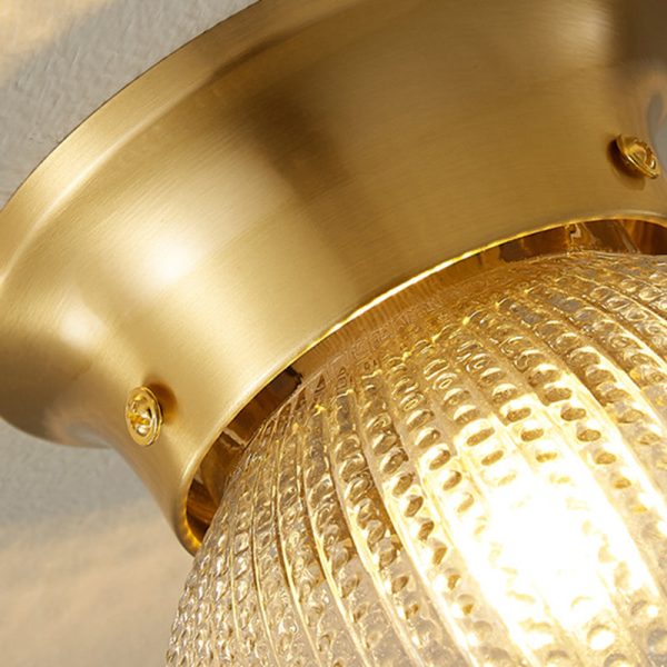 Modern Luxury Globe Glass Shade Brass Base 1-Light Semi-Flush Mount Ceiling Light For Hallway - Image 5