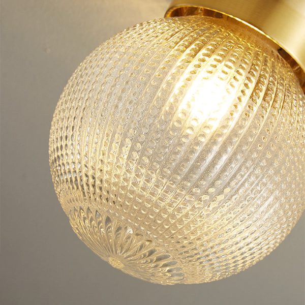 Modern Luxury Globe Glass Shade Brass Base 1-Light Semi-Flush Mount Ceiling Light For Hallway - Image 6