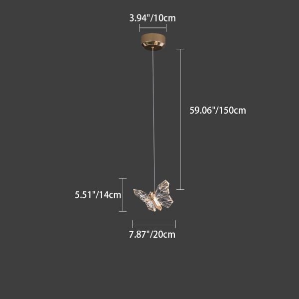 Contemporary Creative Butterfly Acrylic Zinc LED Pendant Light For Living Room - Image 4