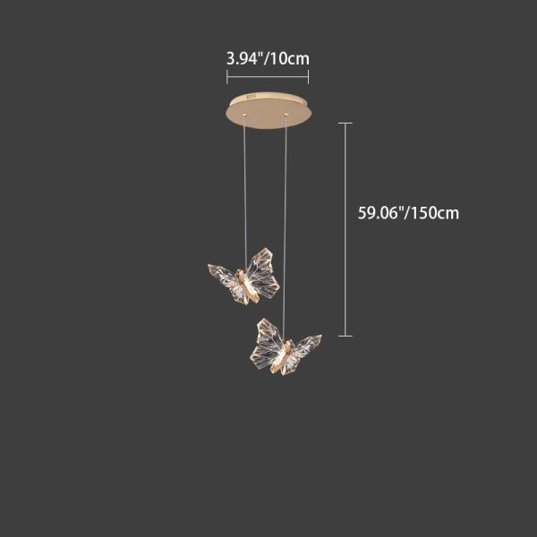 Contemporary Creative Butterfly Acrylic Zinc LED Pendant Light For Living Room - Image 5