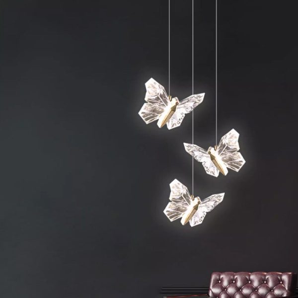 Contemporary Creative Butterfly Acrylic Zinc LED Pendant Light For Living Room - Image 11