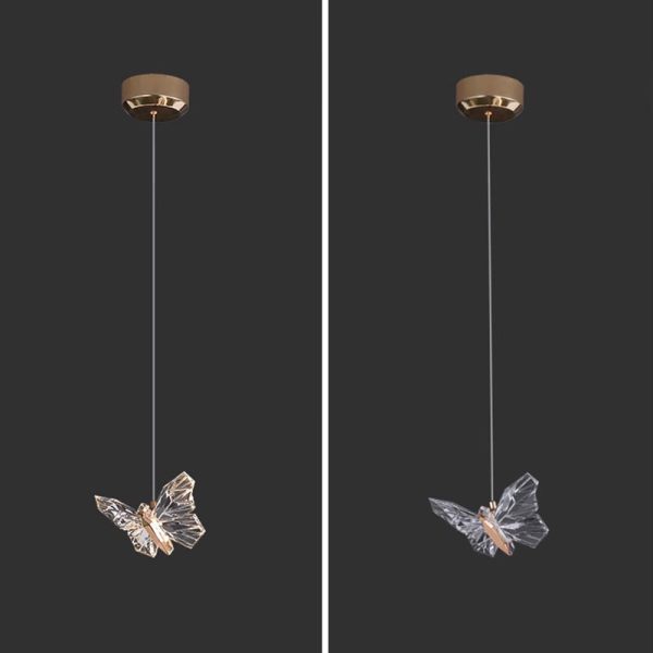 Contemporary Creative Butterfly Acrylic Zinc LED Pendant Light For Living Room - Image 10