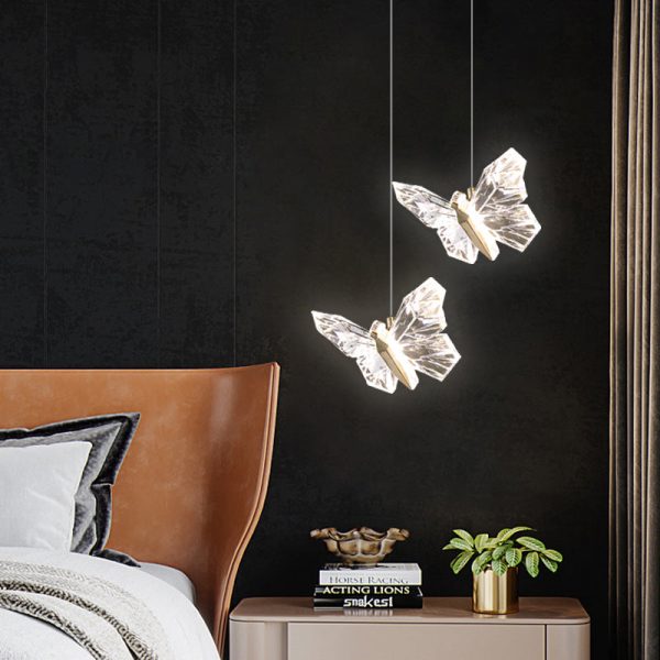 Contemporary Creative Butterfly Acrylic Zinc LED Pendant Light For Living Room - Image 9