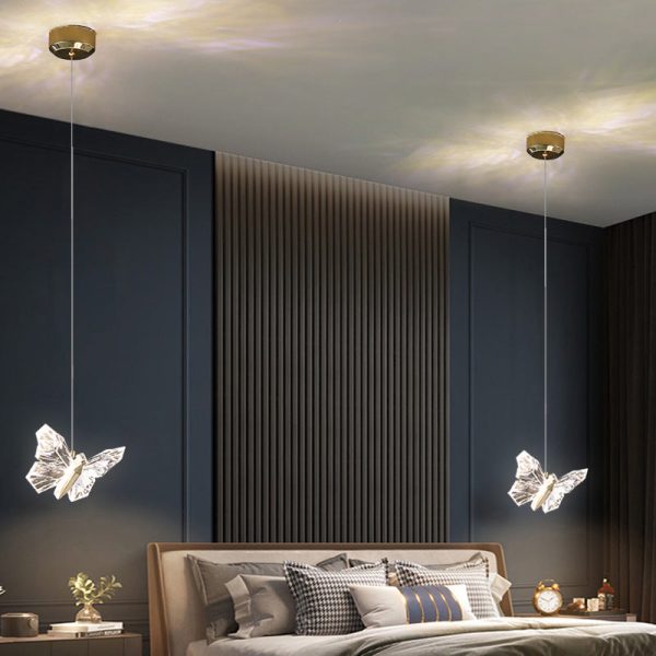 Contemporary Creative Butterfly Acrylic Zinc LED Pendant Light For Living Room - Image 2