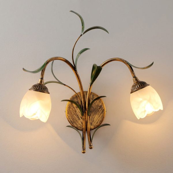 Modern Art Deco Flower Leaf Crystal Glass Iron 1/2 Light Wall Sconce Lamp For Bedroom - Image 21