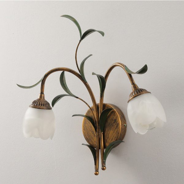 Modern Art Deco Flower Leaf Crystal Glass Iron 1/2 Light Wall Sconce Lamp For Bedroom - Image 22