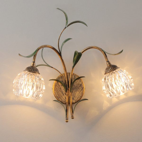 Modern Art Deco Flower Leaf Crystal Glass Iron 1/2 Light Wall Sconce Lamp For Bedroom - Image 20