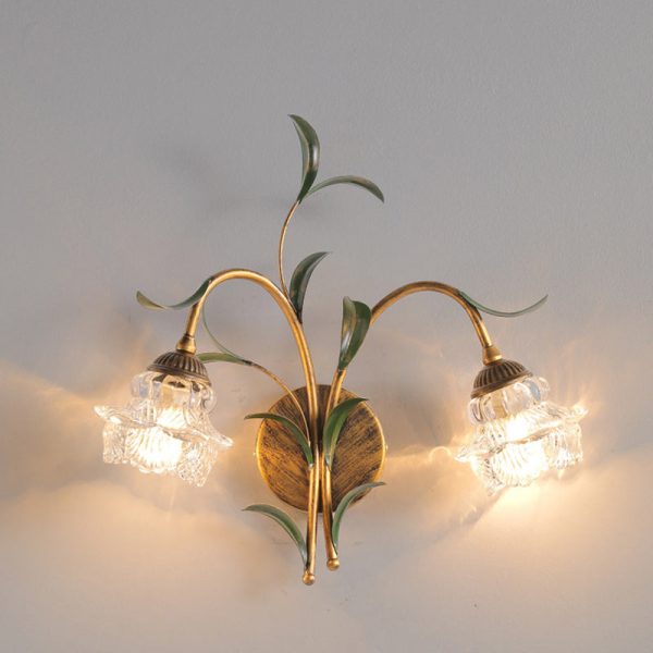Modern Art Deco Flower Leaf Crystal Glass Iron 1/2 Light Wall Sconce Lamp For Bedroom - Image 18