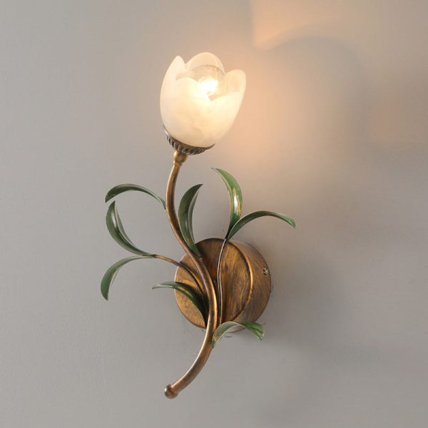 Modern Art Deco Flower Leaf Crystal Glass Iron 1/2 Light Wall Sconce Lamp For Bedroom - Image 17