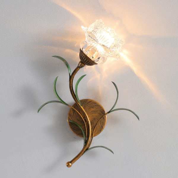 Modern Art Deco Flower Leaf Crystal Glass Iron 1/2 Light Wall Sconce Lamp For Bedroom - Image 16