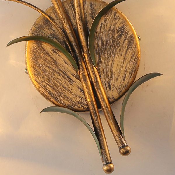 Modern Art Deco Flower Leaf Crystal Glass Iron 1/2 Light Wall Sconce Lamp For Bedroom - Image 8