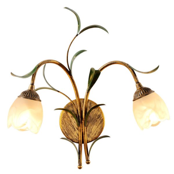 Modern Art Deco Flower Leaf Crystal Glass Iron 1/2 Light Wall Sconce Lamp For Bedroom - Image 24