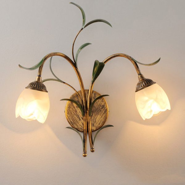 Modern Art Deco Flower Leaf Crystal Glass Iron 1/2 Light Wall Sconce Lamp For Bedroom - Image 19