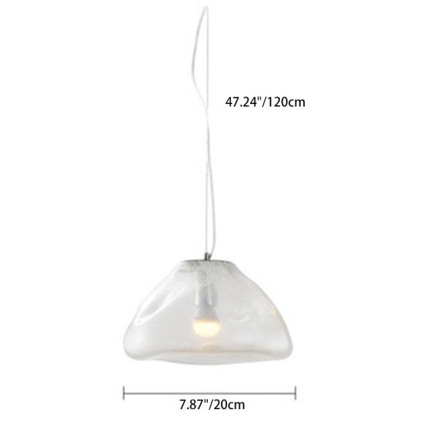Contemporary Scandinavian Irregular Half Round Glass Hardware 1-Light Pendant Light For Living Room - Image 4