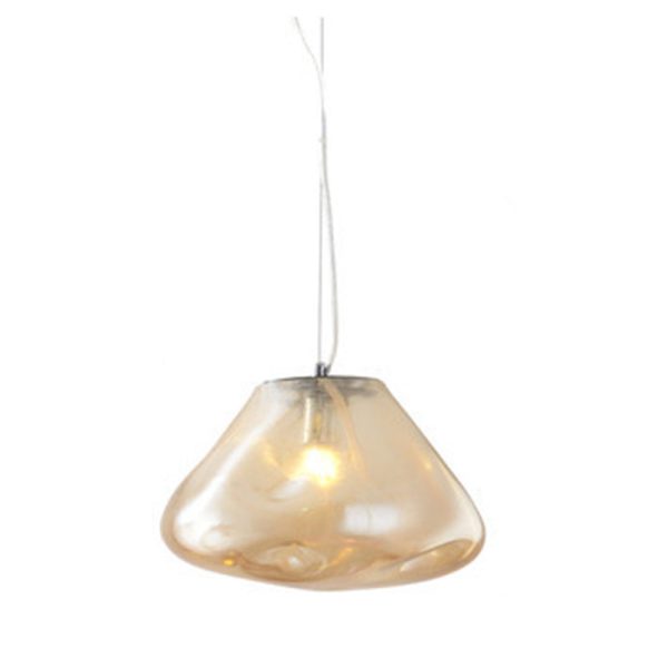 Contemporary Scandinavian Irregular Half Round Glass Hardware 1-Light Pendant Light For Living Room - Image 13