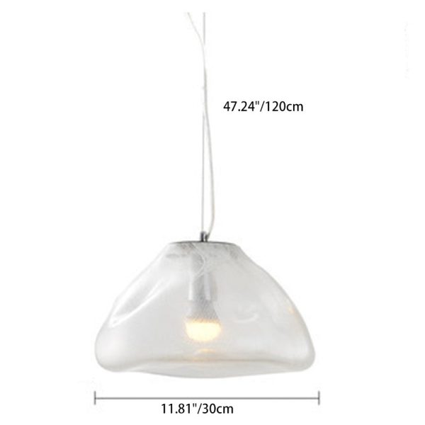 Contemporary Scandinavian Irregular Half Round Glass Hardware 1-Light Pendant Light For Living Room - Image 5