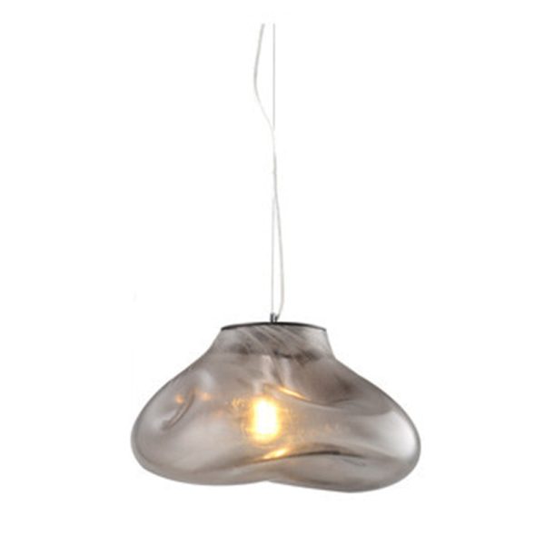 Contemporary Scandinavian Irregular Half Round Glass Hardware 1-Light Pendant Light For Living Room - Image 14