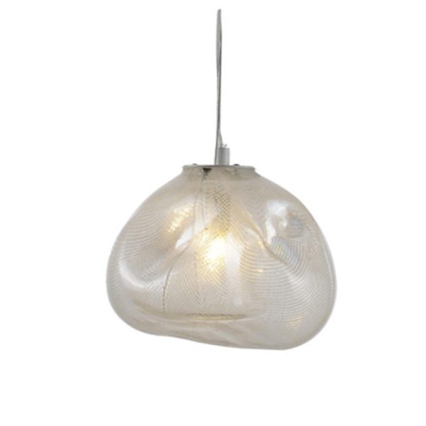 Contemporary Scandinavian Irregular Half Round Glass Hardware 1-Light Pendant Light For Living Room - Image 15