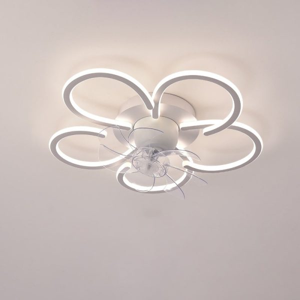 Modern Minimalist Flower Shape Round ABS Acrylic Iron LED Flush Mount Ceiling Fan Light For Bedroom - Image 15