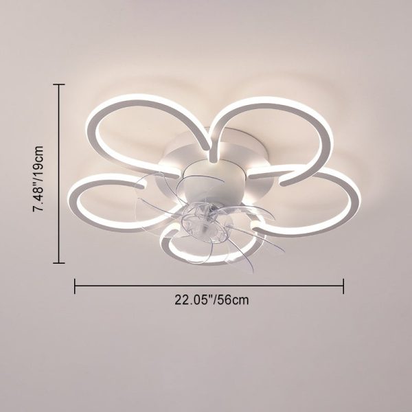 Modern Minimalist Flower Shape Round ABS Acrylic Iron LED Flush Mount Ceiling Fan Light For Bedroom - Image 6