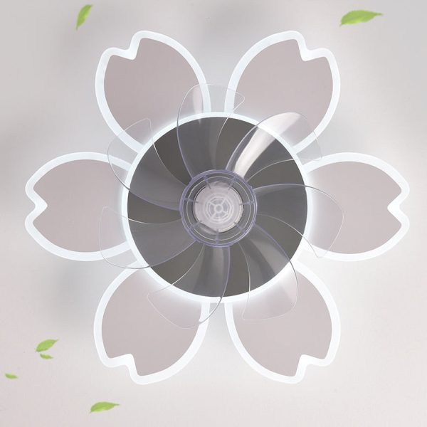 Modern Minimalist Flower Shape Round ABS Acrylic Iron LED Flush Mount Ceiling Fan Light For Bedroom - Image 9
