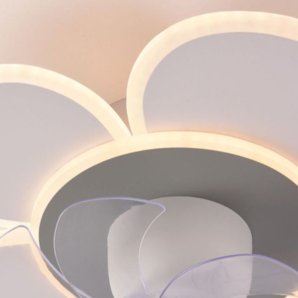 Modern Minimalist Flower Shape Round ABS Acrylic Iron LED Flush Mount Ceiling Fan Light For Bedroom - Image 8