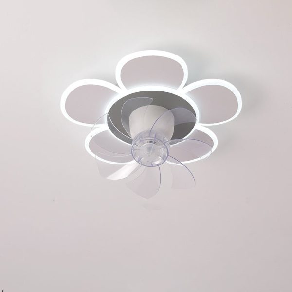 Modern Minimalist Flower Shape Round ABS Acrylic Iron LED Flush Mount Ceiling Fan Light For Bedroom - Image 14