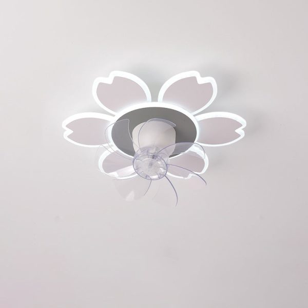 Modern Minimalist Flower Shape Round ABS Acrylic Iron LED Flush Mount Ceiling Fan Light For Bedroom - Image 13