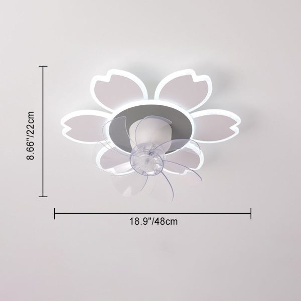 Modern Minimalist Flower Shape Round ABS Acrylic Iron LED Flush Mount Ceiling Fan Light For Bedroom - Image 5