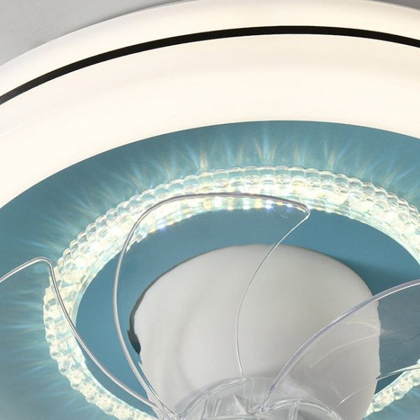 Modern Minimalist Clouds Airplanes Crowns Round ABS Iron Copper LED Flush Mount Ceiling Fan Light For Bedroom - Image 7