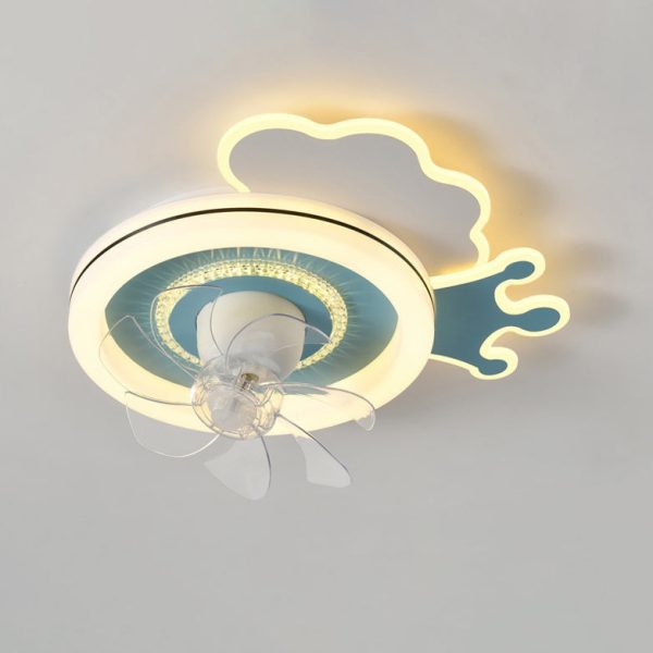 Modern Minimalist Clouds Airplanes Crowns Round ABS Iron Copper LED Flush Mount Ceiling Fan Light For Bedroom - Image 17