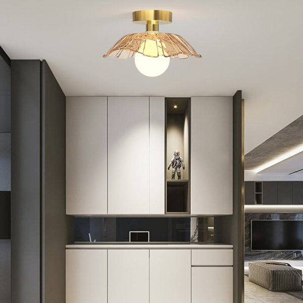 Contemporary Creative Orb Umbrella Round Glass Iron 1-Light Semi-Flush Mount Ceiling Light For Living Room - Image 11