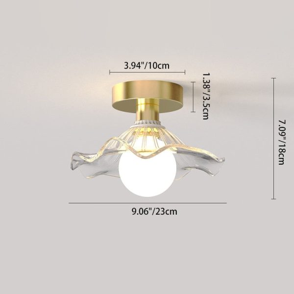 Contemporary Creative Orb Umbrella Round Glass Iron 1-Light Semi-Flush Mount Ceiling Light For Living Room - Image 4