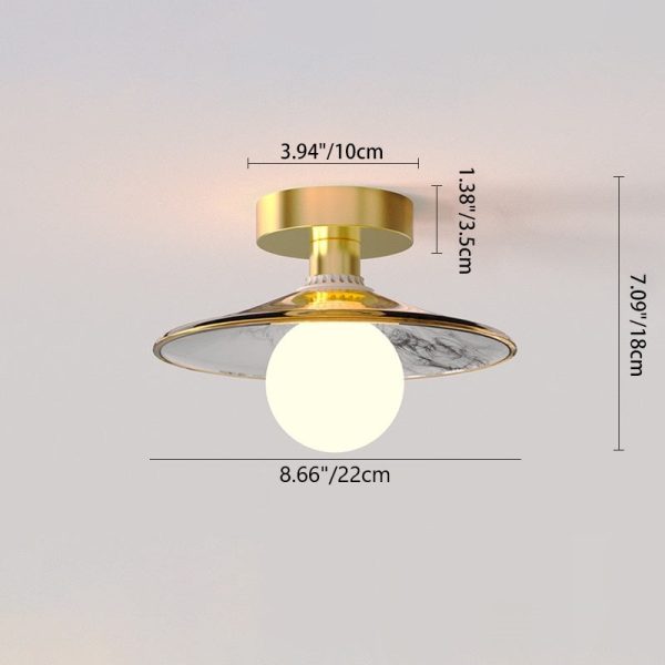 Contemporary Creative Orb Umbrella Round Glass Iron 1-Light Semi-Flush Mount Ceiling Light For Living Room - Image 5