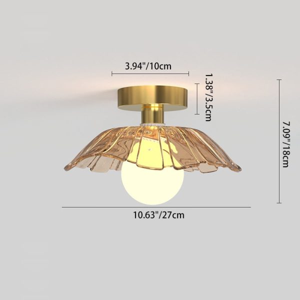 Contemporary Creative Orb Umbrella Round Glass Iron 1-Light Semi-Flush Mount Ceiling Light For Living Room - Image 7