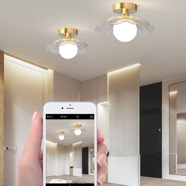 Contemporary Creative Orb Umbrella Round Glass Iron 1-Light Semi-Flush Mount Ceiling Light For Living Room - Image 12