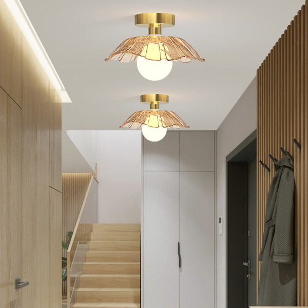 Contemporary Creative Orb Umbrella Round Glass Iron 1-Light Semi-Flush Mount Ceiling Light For Living Room - Image 3