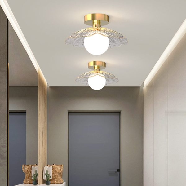 Contemporary Creative Orb Umbrella Round Glass Iron 1-Light Semi-Flush Mount Ceiling Light For Living Room - Image 13