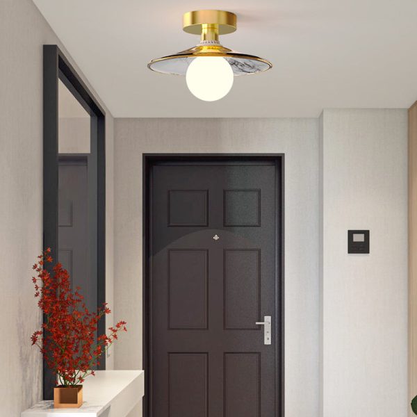 Contemporary Creative Orb Umbrella Round Glass Iron 1-Light Semi-Flush Mount Ceiling Light For Living Room - Image 14