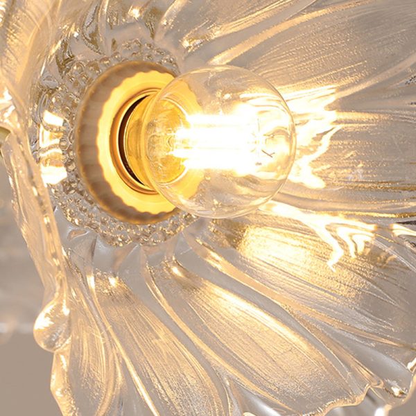 Traditional Vintage Round Branch Floral Glass Brass 3/5/8 Light Semi-Flush Mount Ceiling Light For Living Room - Image 7