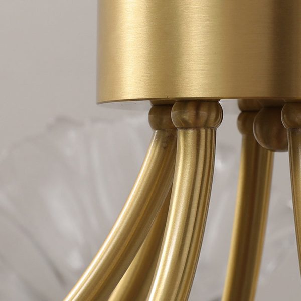 Traditional Vintage Round Branch Floral Glass Brass 3/5/8 Light Semi-Flush Mount Ceiling Light For Living Room - Image 8