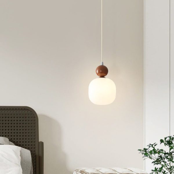 Contemporary Nordic Resin PE Ball Cylinder 1-Light Pendant Light For Bedside - Image 7