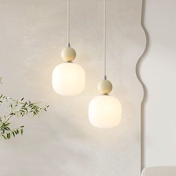 Contemporary Nordic Resin PE Ball Cylinder 1-Light Pendant Light For Bedside - Image 2