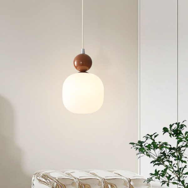 Contemporary Nordic Resin PE Ball Cylinder 1-Light Pendant Light For Bedside - Image 3