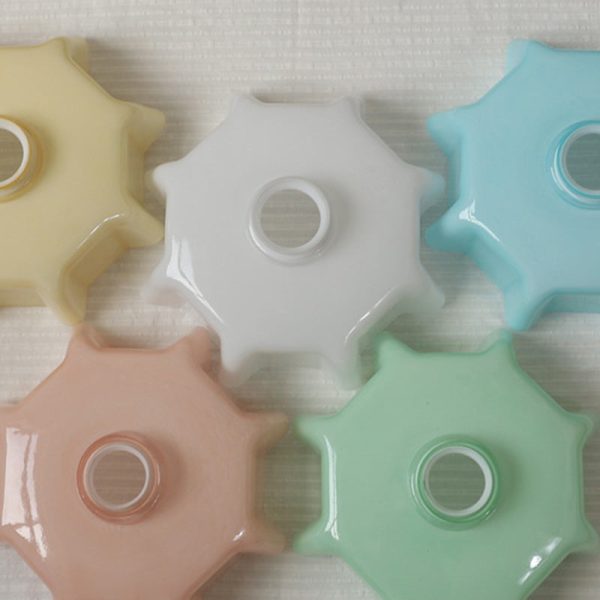 Traditional French Brass Glass Iron Round Folded 1-Light Semi-Flush Mount Ceiling Light For Hallway - Image 8