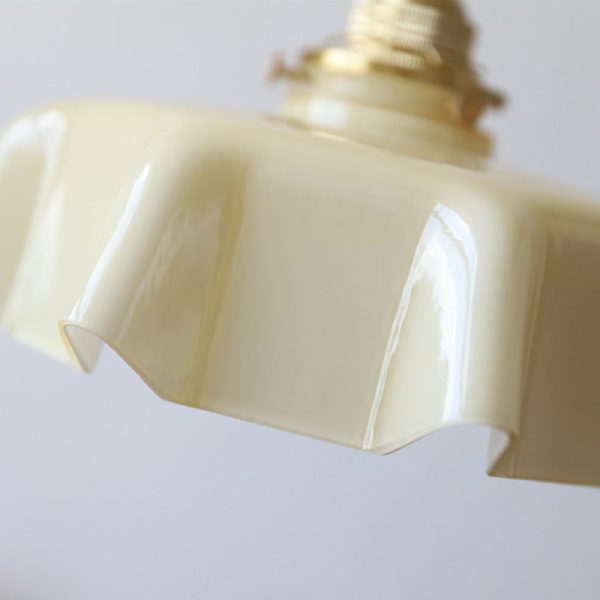 Traditional French Brass Glass Iron Round Folded 1-Light Semi-Flush Mount Ceiling Light For Hallway - Image 7