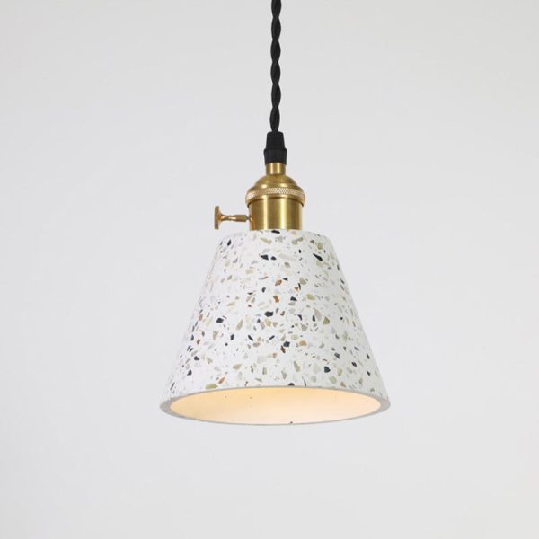 Contemporary Nordic Terrazzo Brass Round Cylinder Conic 1-Light Pendant Light For Dining Room - Image 20