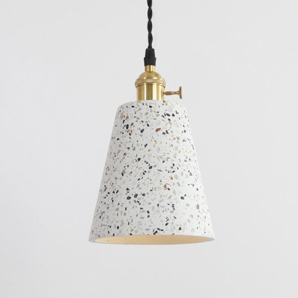 Contemporary Nordic Terrazzo Brass Round Cylinder Conic 1-Light Pendant Light For Dining Room - Image 19